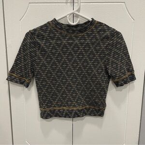 NWOT Free People Orange, White & Blue Cropped Tee